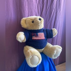 Vintage Ralph Lauren 1996 Polo Bear Plush with Flag Sweater